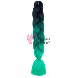Coada de par afro impletita de  60 cm Premium 309 - Brunet-Verde Inchis-Verde